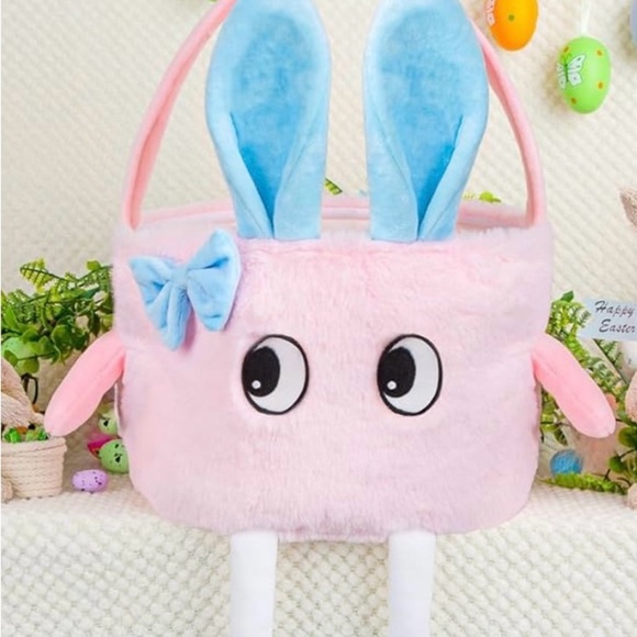 Cute Pink Bunny Plush Bag with Blue Ears - Picture 1 of 2
